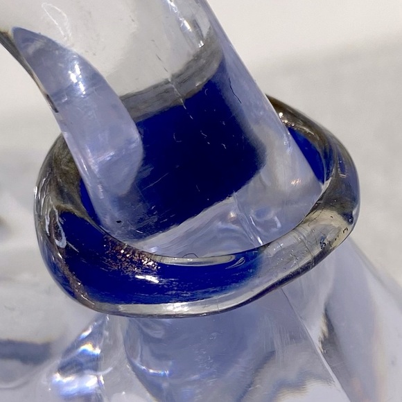 Vintage Art Glass Handmade Blue & Copper Glitter Band Ring - Picture 4 of 12